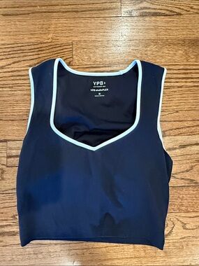 YPB StudioFLEX Black Crop Tank with White Trim